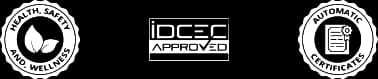 IDCEC Approved, HSW, and CEU accreditation badges