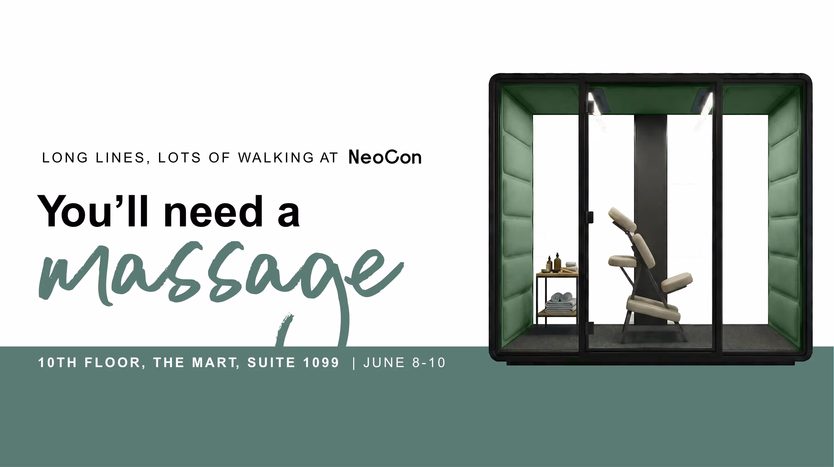 NeoCon chair massage banner.